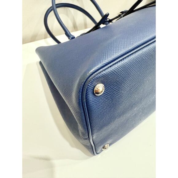 Prada  Saffiano Leather Double Handle Tote Handbag Inchiostro/Red - Picture 13 of 15